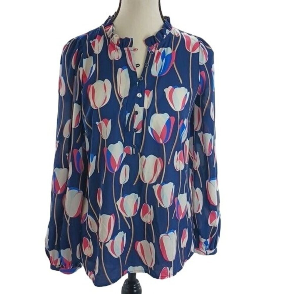 Talbots Blue Floral Blouse